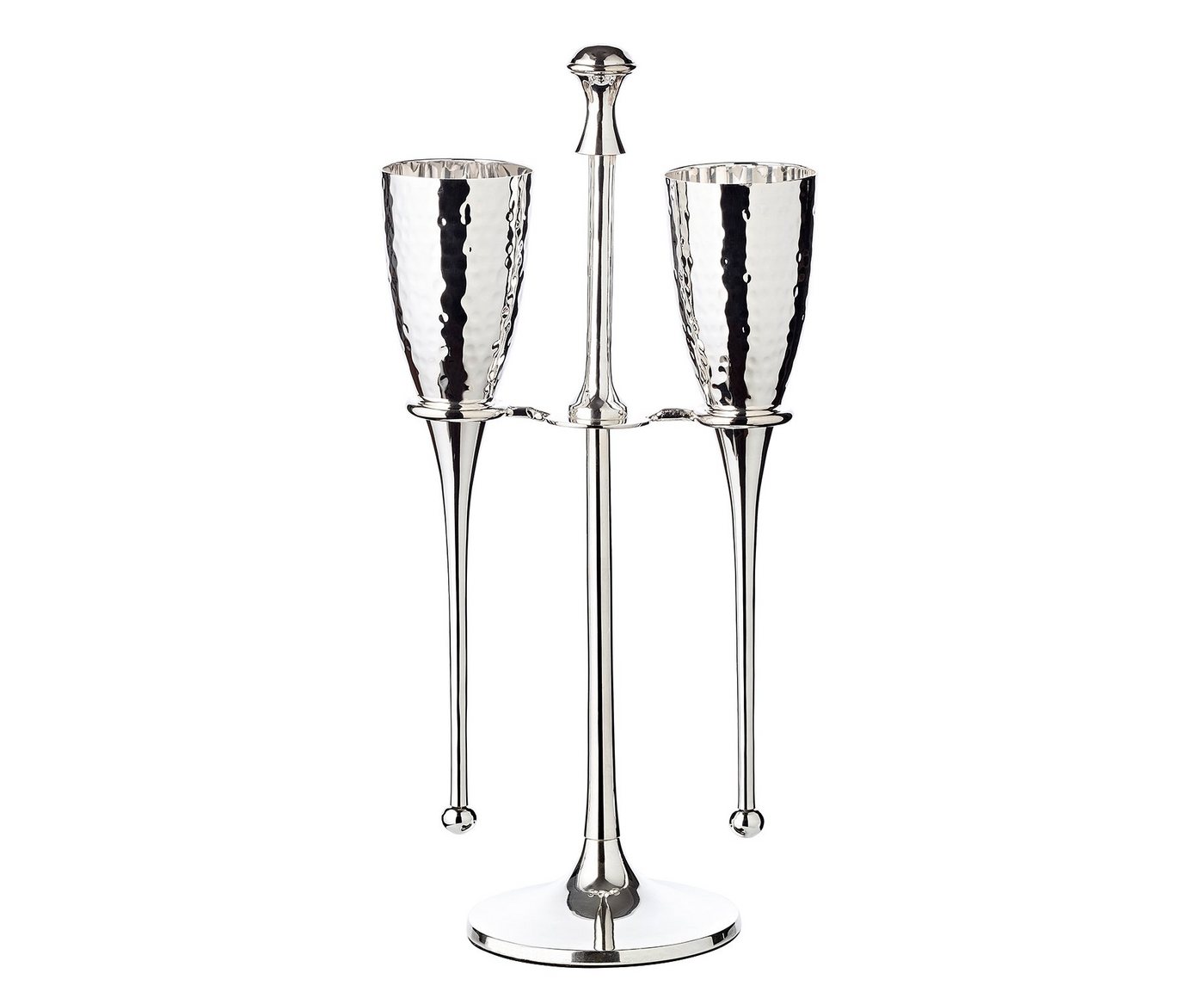EDZARD Gläser-Set 2er-Set Didi, Stahl, 2er-Set, inkl. Ständer, edel versilbert, gehämmert, 200 ml, H 31 cm von EDZARD