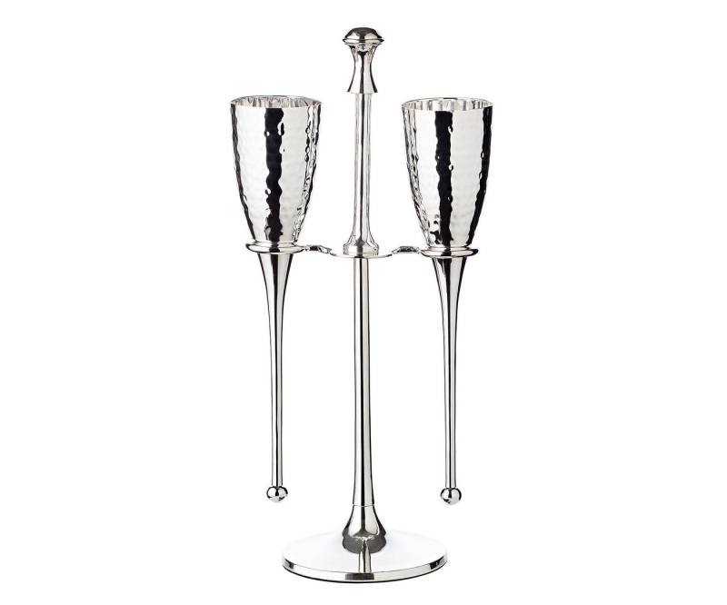 EDZARD Gläser-Set 2er-Set Didi, Stahl, 2er-Set, inkl. Ständer, edel versilbert, gehämmert, 200 ml, H 31 cm von EDZARD