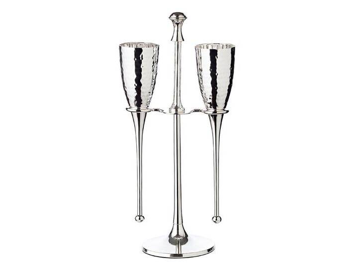 EDZARD Gläser-Set 2er-Set Didi, Stahl, 2er-Set, inkl. Ständer, edel versilbert, gehämmert, 200 ml, H 31 cm von EDZARD