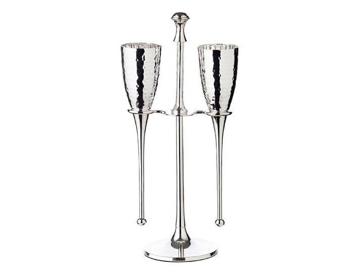 EDZARD Gläser-Set 2er-Set Didi, Stahl, 2er-Set, inkl. Ständer, edel versilbert, gehämmert, 200 ml, H 31 cm von EDZARD
