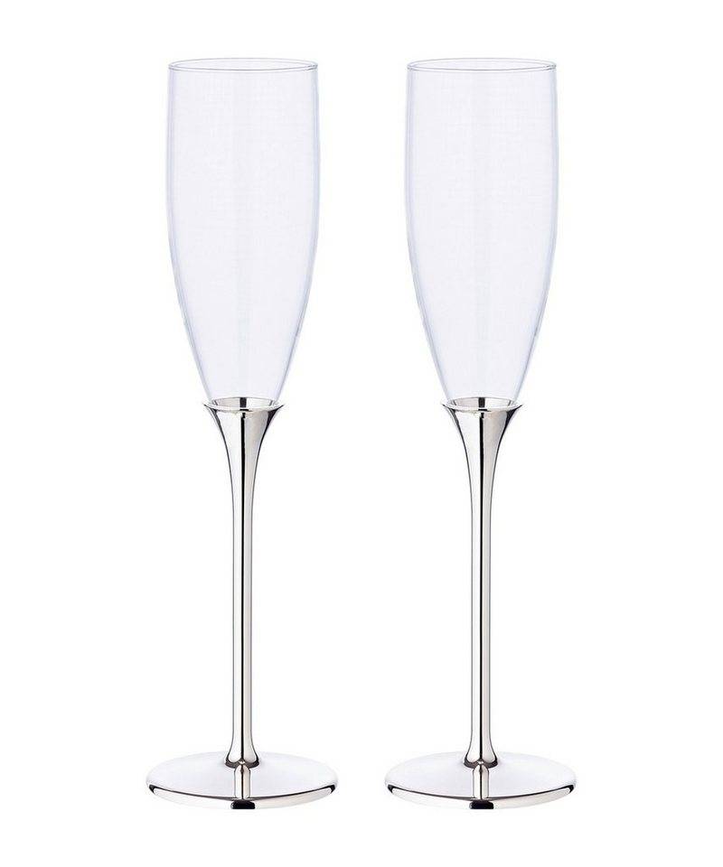 EDZARD Gläser-Set 2er-Set Victoria, Zink, Trinkgläser-Set in Silber-Optik, H 27 cm von EDZARD