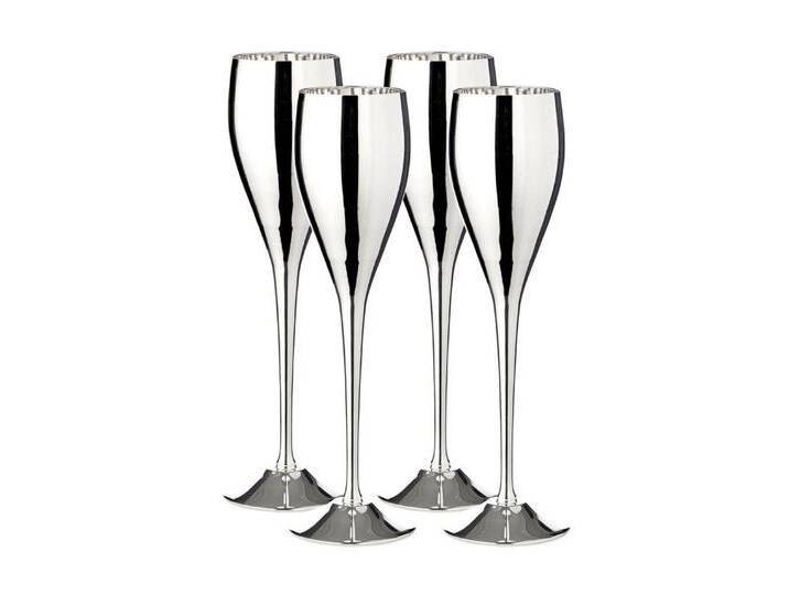 EDZARD Gläser-Set 4er-Set Dodo, Messing, 4er-Set, edel versilbert, 200 ml, H 23 cm von EDZARD