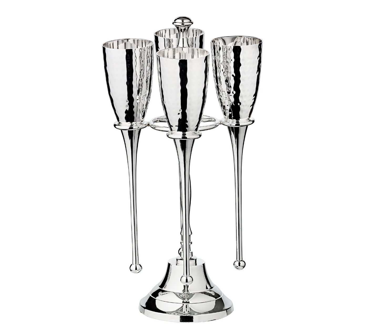 EDZARD Gläser-Set Didi, Stahl, Sektflöten mit Glanz-Finish, Sektgläser-Set für Champagner, Sektkelche mit Füllmenge 200 ml, Höhe 23 cm, versilbert von EDZARD