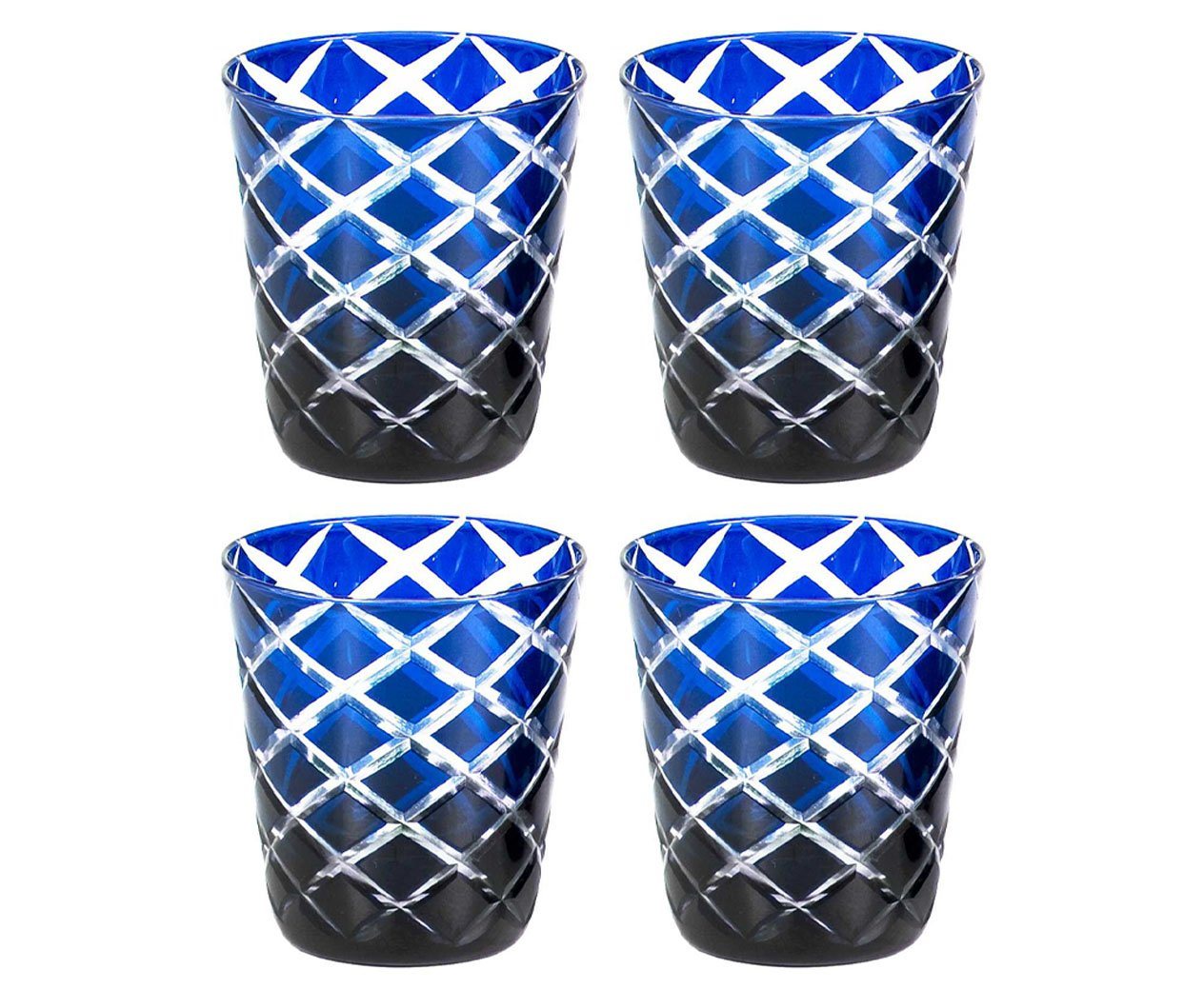 EDZARD Gläser-Set Dio Blau, Kristallglas, 4er-Set, handgeschliffene Überfanggläser, Longdrinkgläser-Set, 230 ml von EDZARD