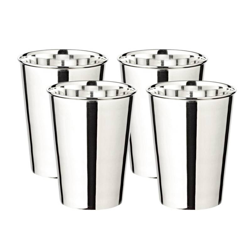 EDZARD Gläser-Set Mido, Messing, edel versilbert, Trinkbecher, Silberbecher für ca. 0,25L von EDZARD