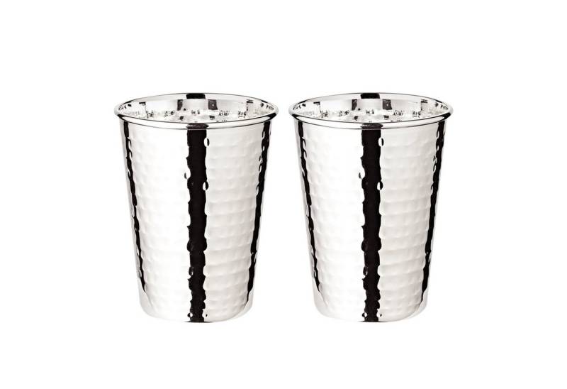 EDZARD Gläser-Set Mido, Messing, edel versilbert, Trinkbecher, Silberbecher für ca. 0,25L von EDZARD