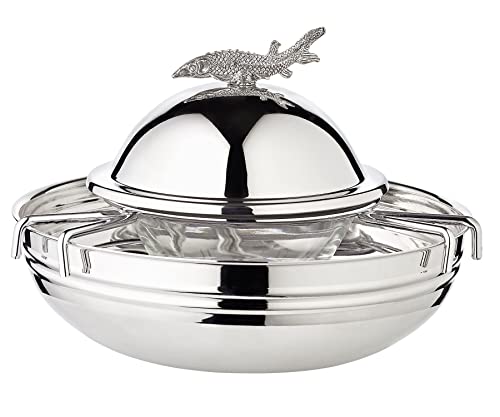 EDZARD Kaviarschale Stör (ø 17,5 cm, Höhe 12,5 cm) mit Glasschale, rostfreier Edelstahl von EDZARD