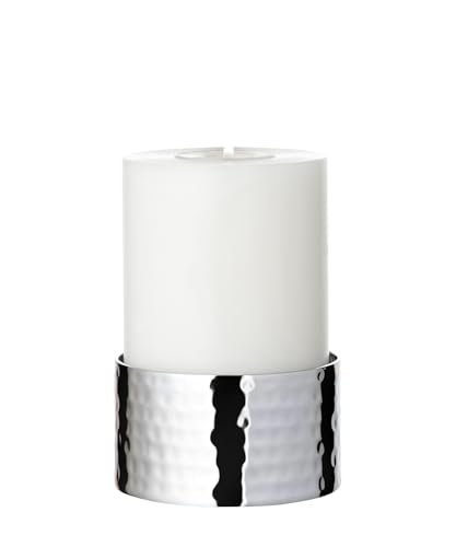 EDZARD Kerzenleuchter Agadir (Ø 8,5 cm, H 5 cm) aus Edelstahl - Kerzenhalter, Kerzenständer Silber für Stumpenkerzen - Deko Kerzen, Tischdeko, Silber Deko für Kerzen - Silber Kerzenteller von EDZARD