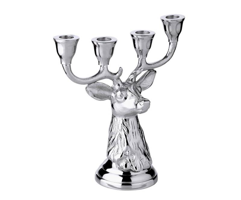EDZARD Kerzenhalter Kitu, Kerzenständer im Hirsch-Design, versilbert und anlaufgeschützt von EDZARD