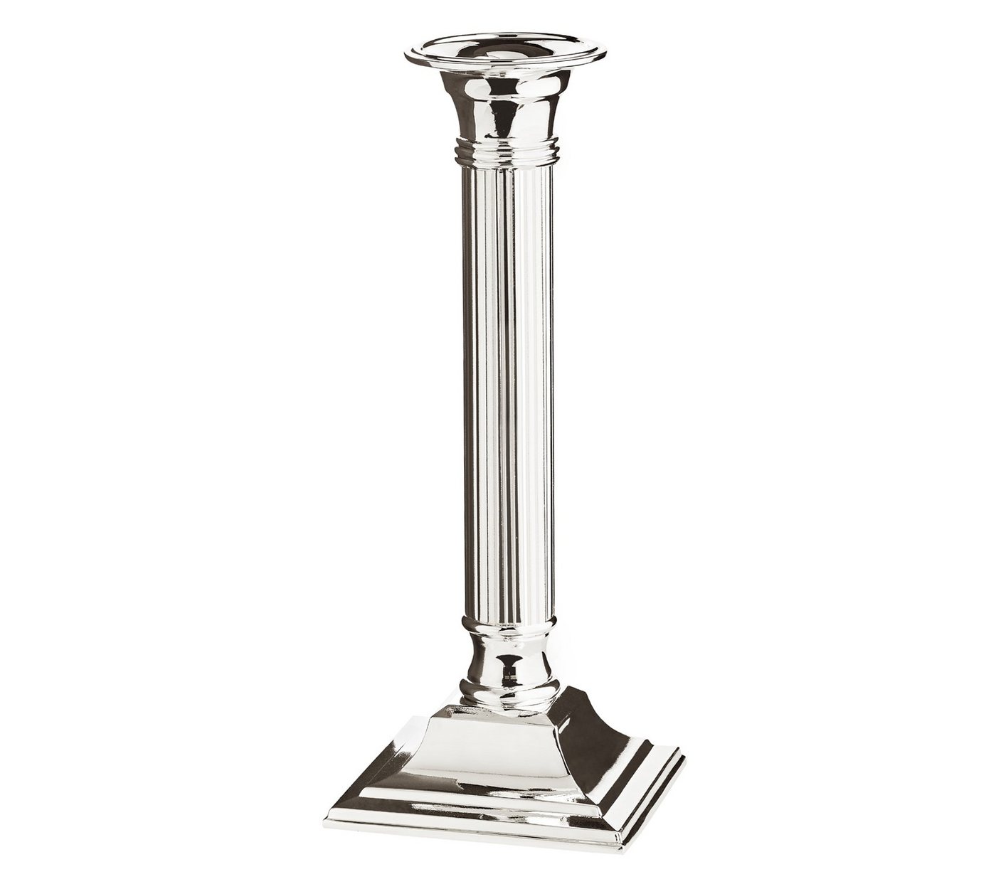 EDZARD Kerzenhalter Lincoln, Silber-Optik, kanneliert, edel versilbert, anlaufgeschützt, H 23 cm von EDZARD