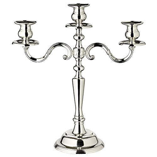 EDZARD Kerzenleuchter Regina (H 36 cm) in Silber 3-flammig - Kerzenhalter, Kerzenständer für den Adventskranz - Kerzen, Stabkerzen Ständer - Silber Deko, Kerzen Deko, Tischdeko Wohnzimmer von EDZARD