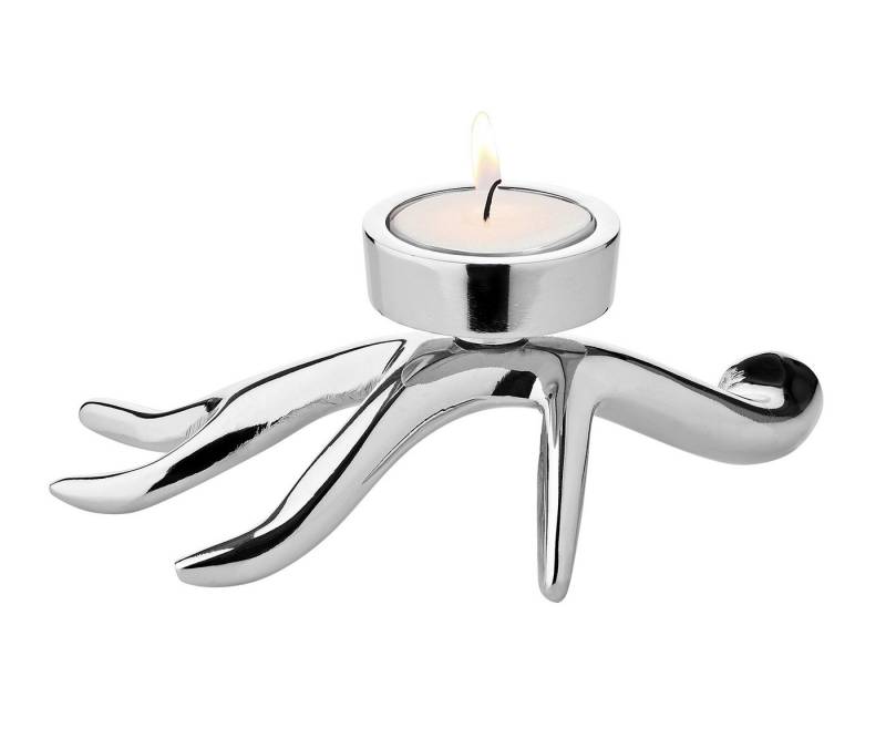 EDZARD Kerzenhalter Keke, Silber-Optik, Geweih-Design, Aluminium, vernickelt, H 7 cm von EDZARD