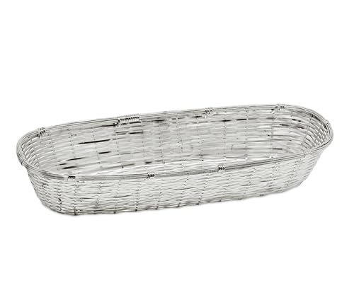 EDZARD Korb Brotkorb Baguette (13x34cm), Metall geflochten, länglich, edel versilbert, anlaufgeschützt von EDZARD