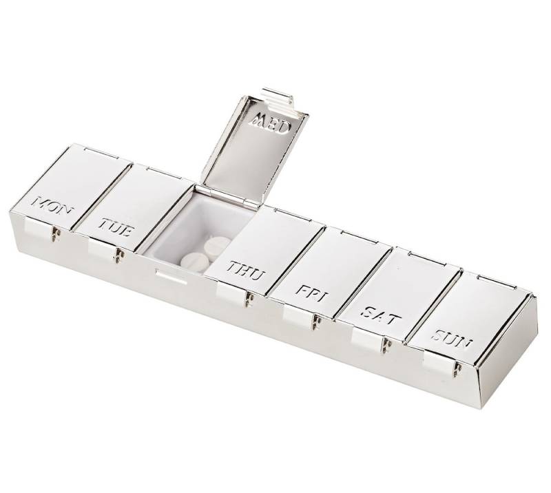 EDZARD Pillendose für 7 Tage, Tablettendose - Tablettenbox, Pillenbox - edel versilbert von EDZARD