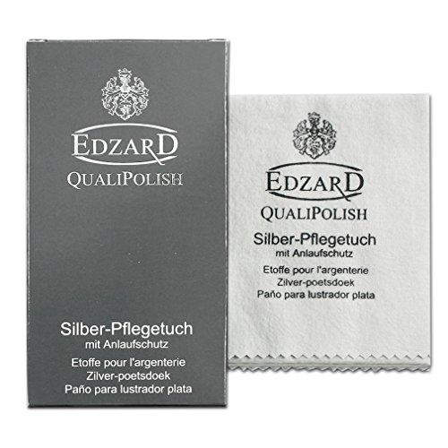 EDZARD QualiPolish® Silber Pflegetuch (30 x 45 cm) Reiniger für Schmuck, Münzen & Besteck aus Messing, Silber & Gold - Silbertuch, Putzmittel, Politur zur Pflege - Silberpflege für Schmuck von EDZARD