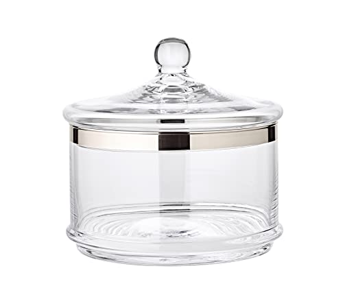 EDZARD Glasdose Bonbonglas Vigo mit Deckel (Höhe 19 cm, ø 19 cm) mundgeblasenes Kristallglas mit Platinrand, Vorratsglas, Muffinglas, Cookie Jar von EDZARD