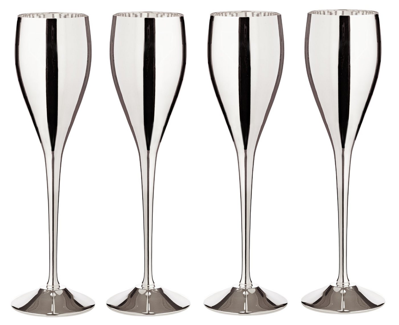 EDZARD Sektglas 2er-Set Dodo, Messing, Sektflöten mit Glanz-Finish, Trinkgläser-Set für Champagner, Sektkelche mit Füllmenge 200 ml, Höhe 23 cm, versilbert von EDZARD