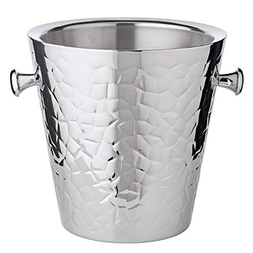 EDZARD Sektkühler Capri (Höhe 23 cm, Durchmesser 22 cm) für 1 Flasche, Gemustert doppelwandig, mit 2 Griffen, Edelstahl hochglanzpoliert - Flaschenkühler, Champagner Kühler von EDZARD