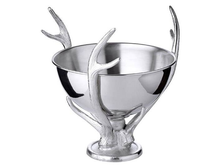 EDZARD Sektkühler Lita, Silber-Optik, Geweih-Design, Aluminium, vernickelt H 37 cm, ø 35 cm von EDZARD