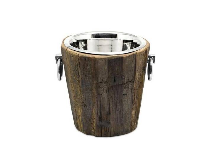 EDZARD Sektkühler Providence Holz vernickelt Höhe 27cm Ø 25cm von EDZARD