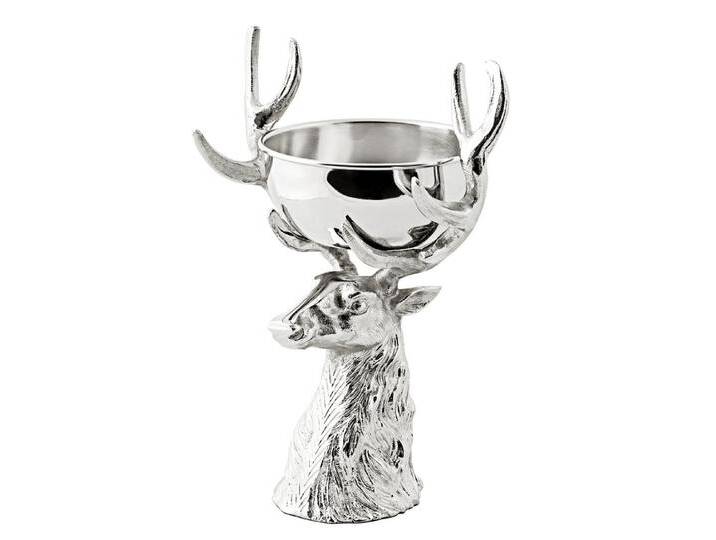 EDZARD Servierschale Richard, Aluminium, Silber-Optik, Hirsch-Design, H 33 cm, Ø 32 cm, weiß von EDZARD