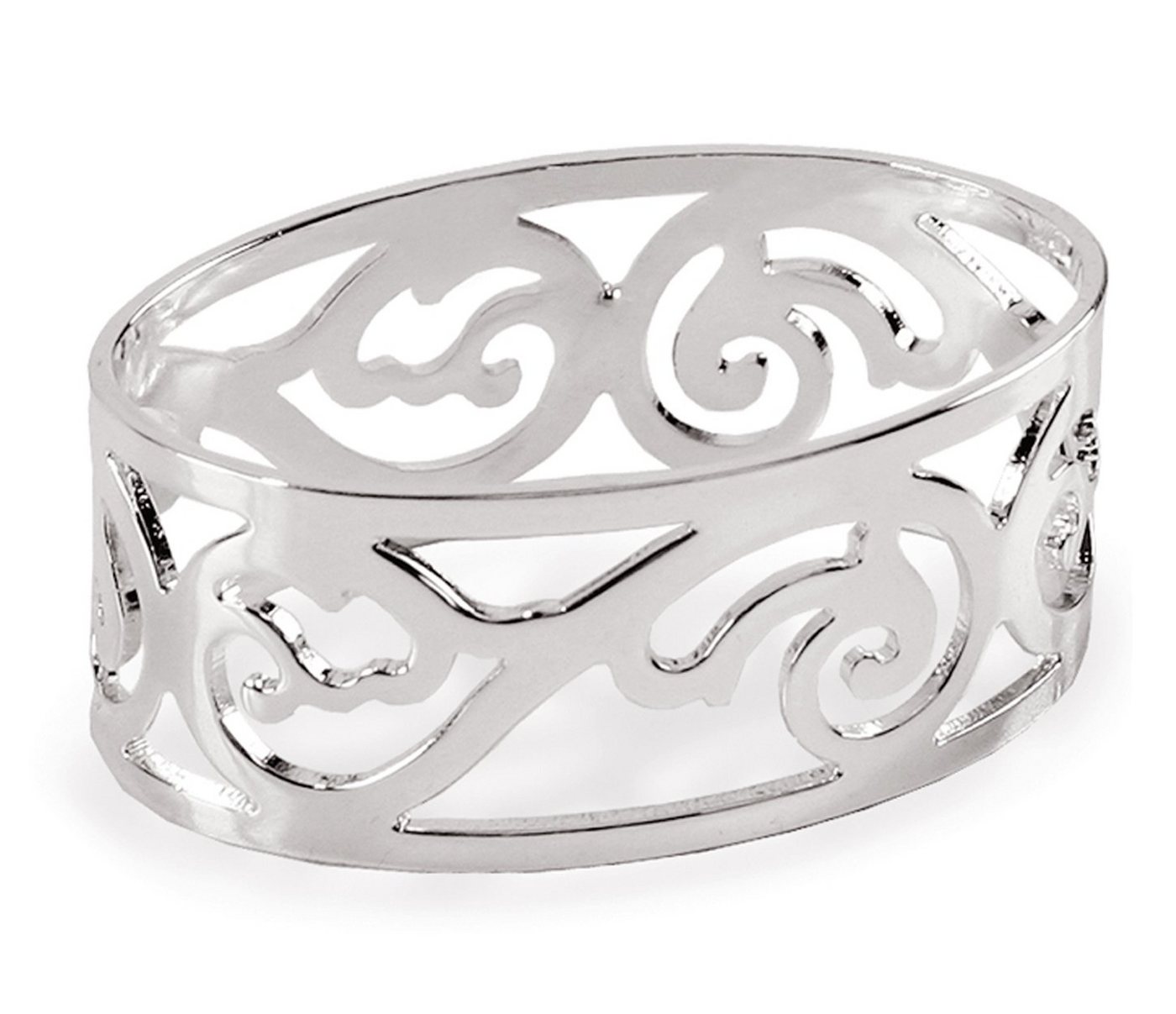 EDZARD Serviettenring Vita, Stahl, 4er-Set, oval, Silber-Optik, versilbert, anlaufgeschützt, H 2 cm von EDZARD