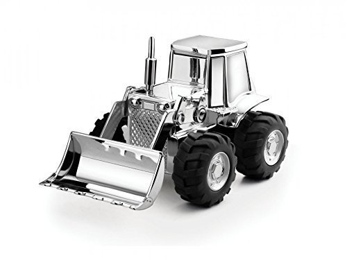 EDZARD Spardose Traktor Trecker, edel versilbert, anlaufgeschützt, Höhe 9 cm (Gravur bis 25 Zeichen) von EDZARD