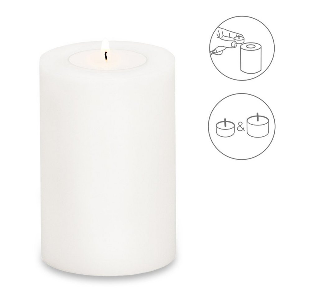 EDZARD Stumpenkerze Cornelius Ø 10 cm, (H 15 cm) Stumpenkerzen-Optik, Dauerkerze für Maxi-Teelichter von EDZARD