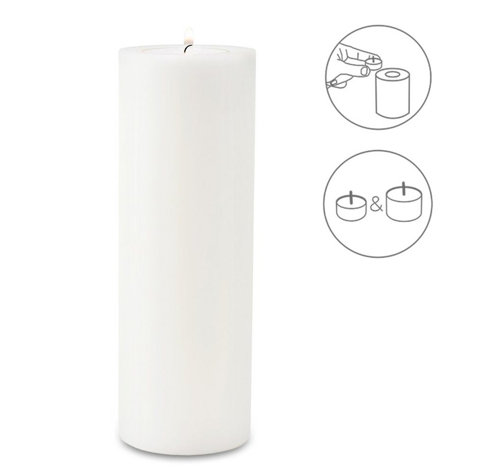 EDZARD Stumpenkerze Cornelius Ø 10 cm, (H 30 cm) Stumpenkerzen-Optik, Dauerkerze für Maxi-Teelichter von EDZARD