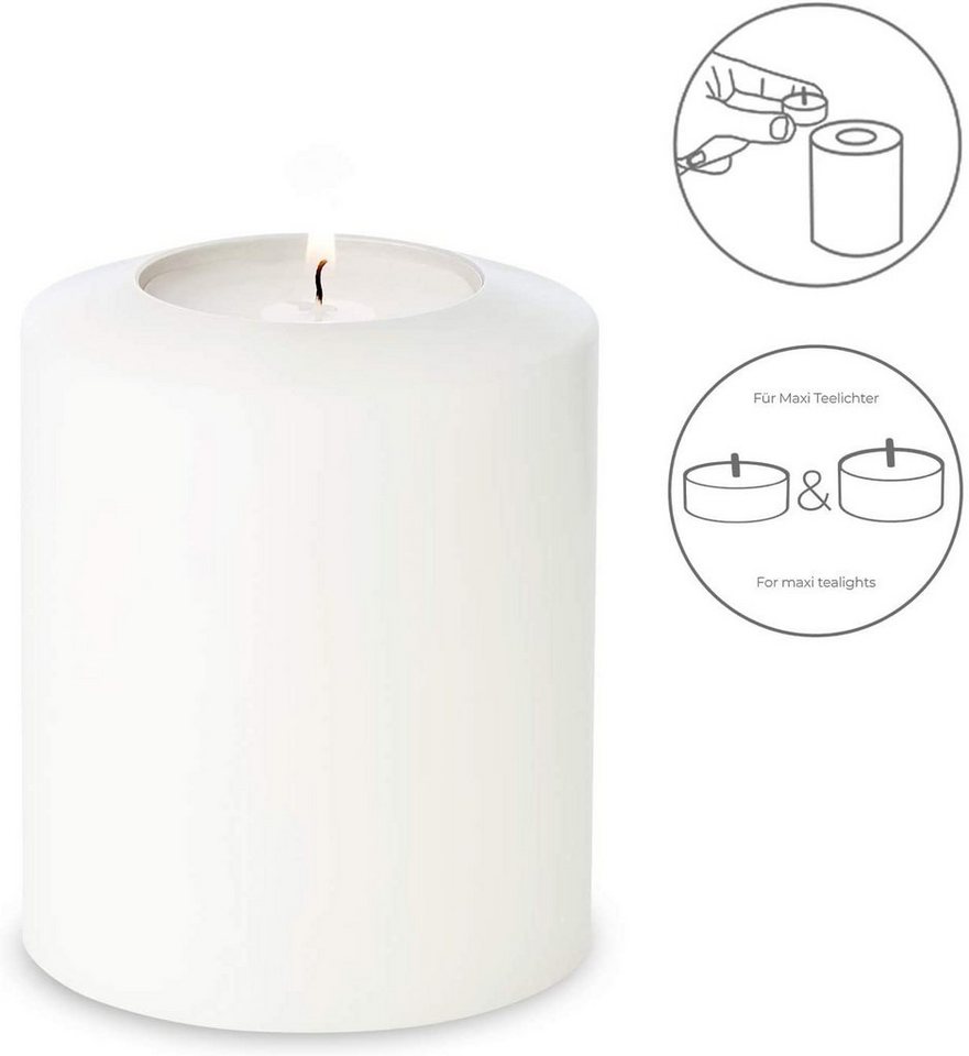 EDZARD Stumpenkerze Cornelius Ø 10 cm- Serie Pine, (H 13 cm) Stumpenkerzen-Optik, Dauerkerze für Maxi-Teelichter von EDZARD