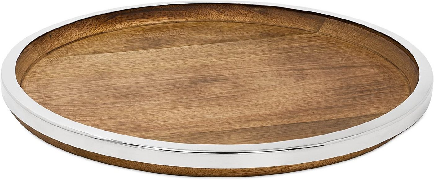 EDZARD Dekotablett Cincinnati, Dekotablett, rund, Mangoholz, Edelstahl, vernickelt, Ø 40 cm EDZARD Dekotablett Cincinnati, Dekotablett, rund, Mangoholz, Edelstahl, vernickelt, Ø 40 cm von EDZARD
