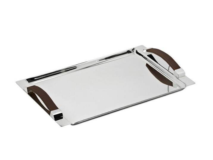 EDZARD Tablett Kairo, versilbert, anlaufgeschützt, (41x24 cm), edel versilbert, anlaufgeschützt, mit Kunstledergriffen, silberfarben von EDZARD