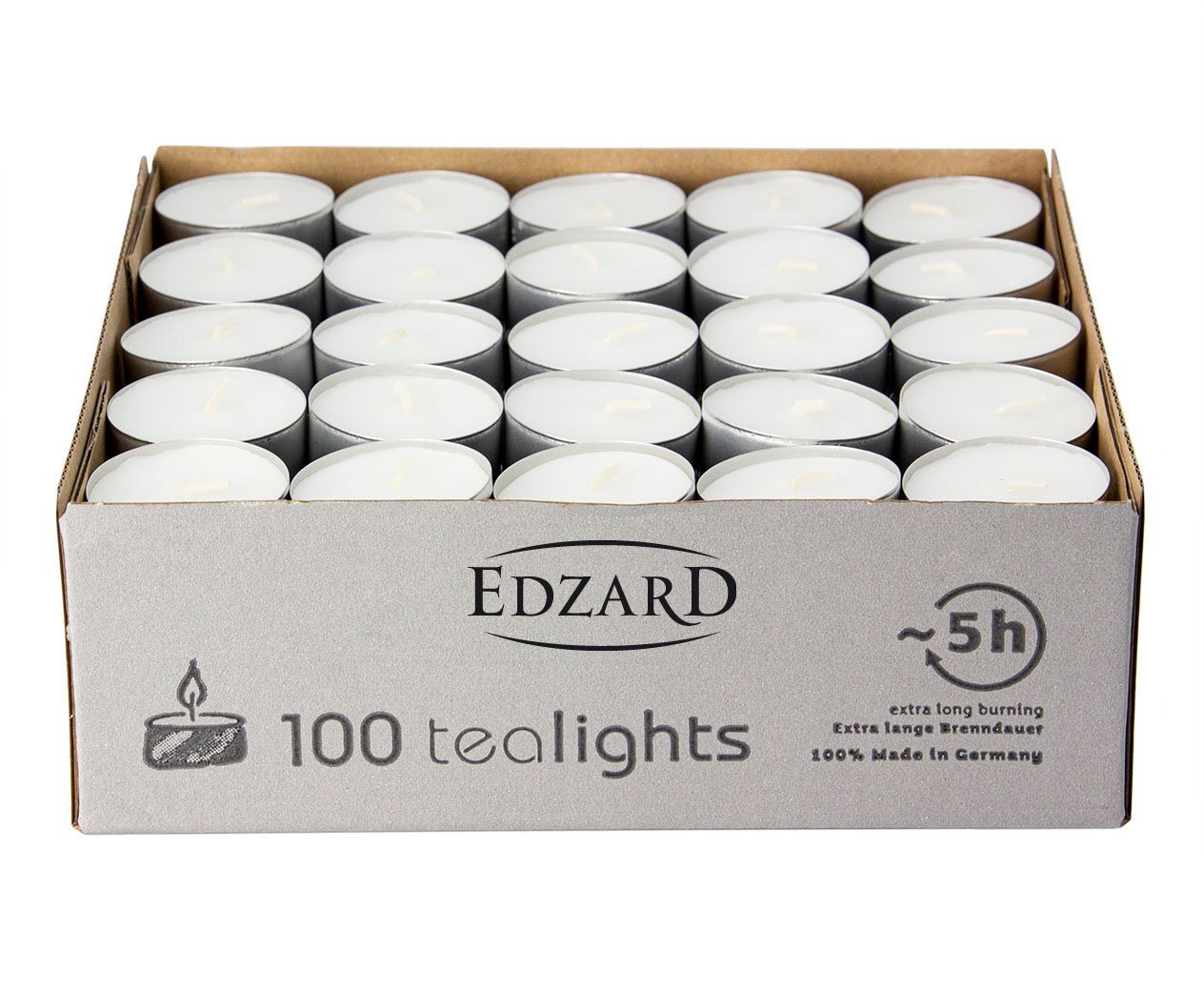 EDZARD Teelicht Teelichter 100 Stück (Set, 100 Stück), Aluminiumhülle, Marke WENZEL von EDZARD