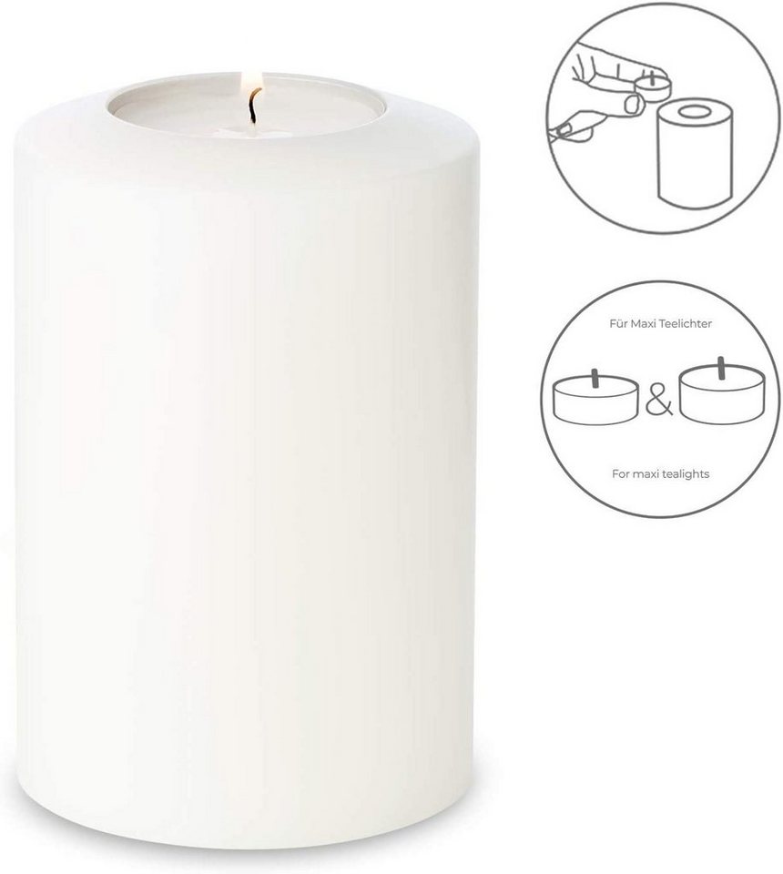 EDZARD Stumpenkerze Cornelius Ø 10 cm - Serie Pine, (H 16 cm) Stumpenkerzen-Optik, Dauerkerze für Maxi-Teelichter von EDZARD