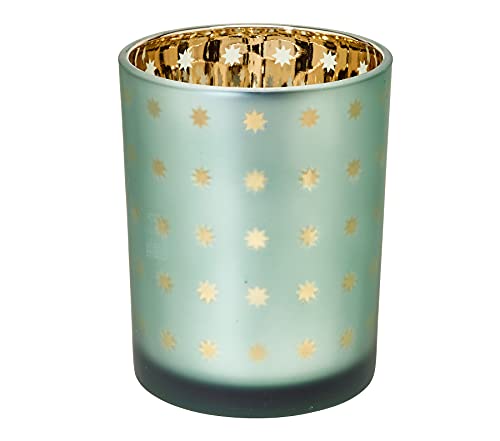 EDZARD Teelichtglas Duco (H 12,5 cm) in Gold aus Glas - Teelichthalter, Kerzenhalter, Glas für Teelicht, Windlicht - Deko Kerzen, Tischdeko, Wohnzimmer Deko - Geschenke für Eltern, zu Festtagen von EDZARD