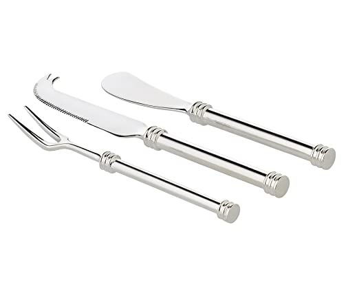 EDZARD 3er Set Vorlegeset Forma (L 16 cm) edel versilbert für Butter, Käse - Messer, Vorlegegabel für Besteck, Silber Besteck als Frühstücksmesser, Buttermesser, Käsemesser & Küchenmesser von EDZARD