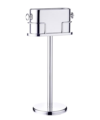 EDZARD Weinkühler Leo (Höhe 79 cm) auf Ständer, Edelstahl hochglanzpoliert, Maße des Kühlers Länge 36 cm, Breite 13 cm, Höhe 18 cm von EDZARD