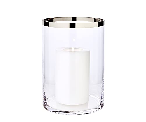 EDZARD Windlicht Molly, Kerzenhalter aus mundgeblasenem Kristallglas mit Platinrand, Glas für Stumpenkerzen Höhe 25 cm, Durchmesser 18 cm EDZARD Windlicht Molly, Kerzenhalter aus mundgeblasenem Kristallglas mit Platinrand, Glas für Stumpenkerzen Höhe 25 cm, Durchmesser 18 cm von EDZARD