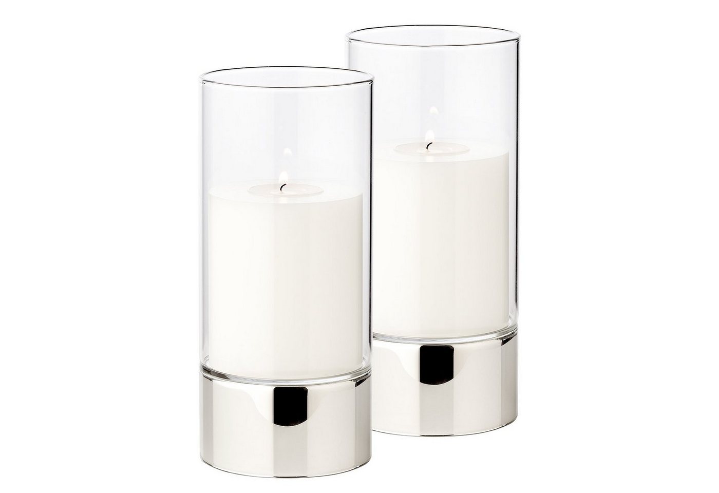 EDZARD Windlicht Granada, 2er-Set, Silber-Optik, H 20 cm von EDZARD