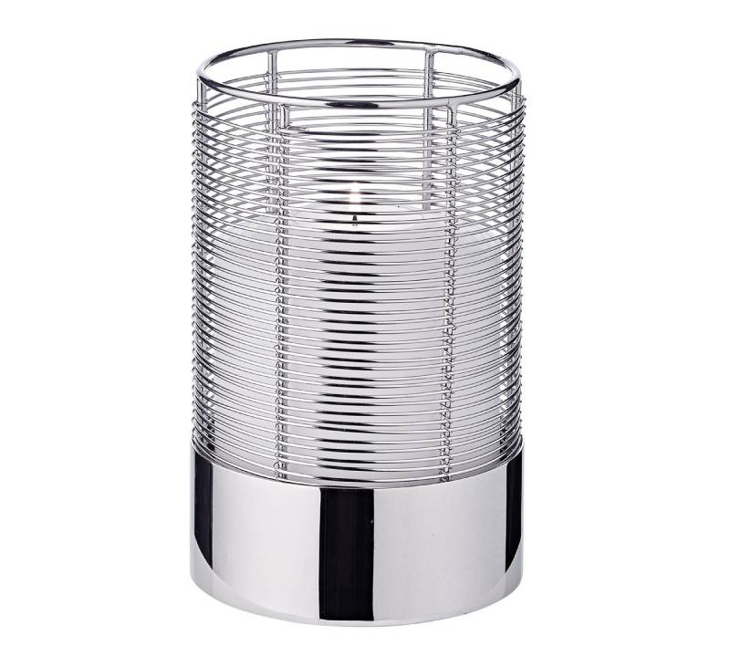 EDZARD Windlicht Kampen, Silber-Optik, Edelstahl, vernickelt, H 22 cm, Ø 28 cm von EDZARD