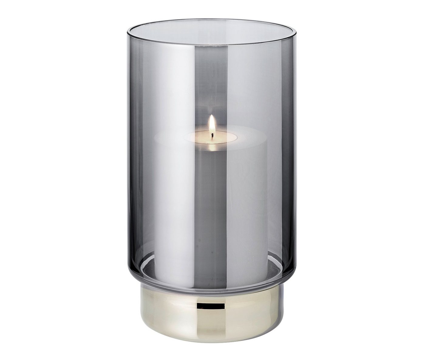 EDZARD Windlicht Isla, Höhe 21 cm, Kerzenhalter aus Kristallglas mit Platinrand, mundgeblasen von EDZARD