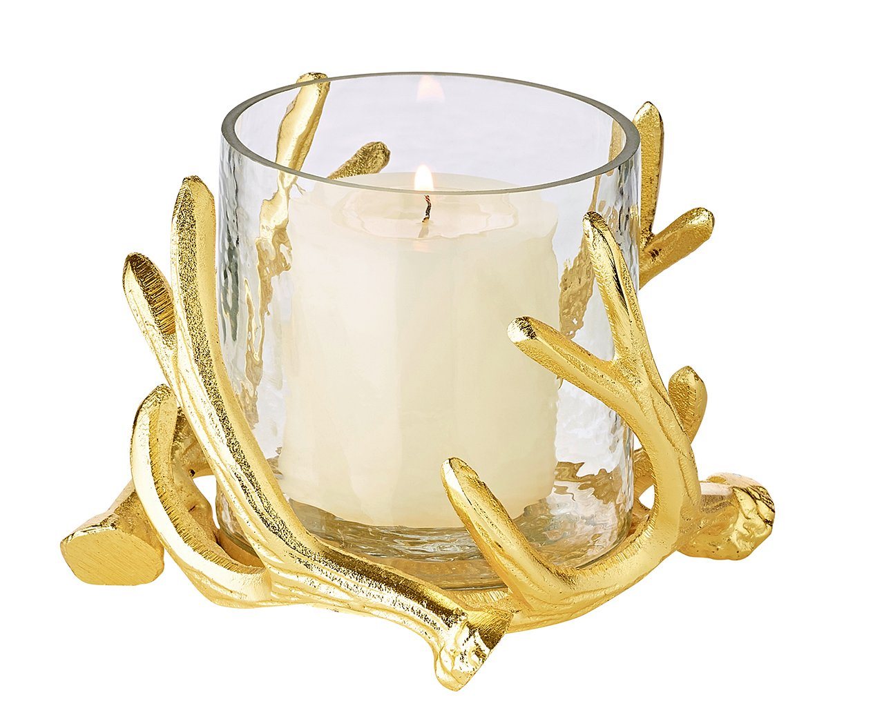 EDZARD Windlicht Kingston, Kerzenhalter im Geweih-Design für Stumpenkerzen, Kerzenleuchter mit Gold-Optik, Höhe 10 cm, Ø 11 von EDZARD