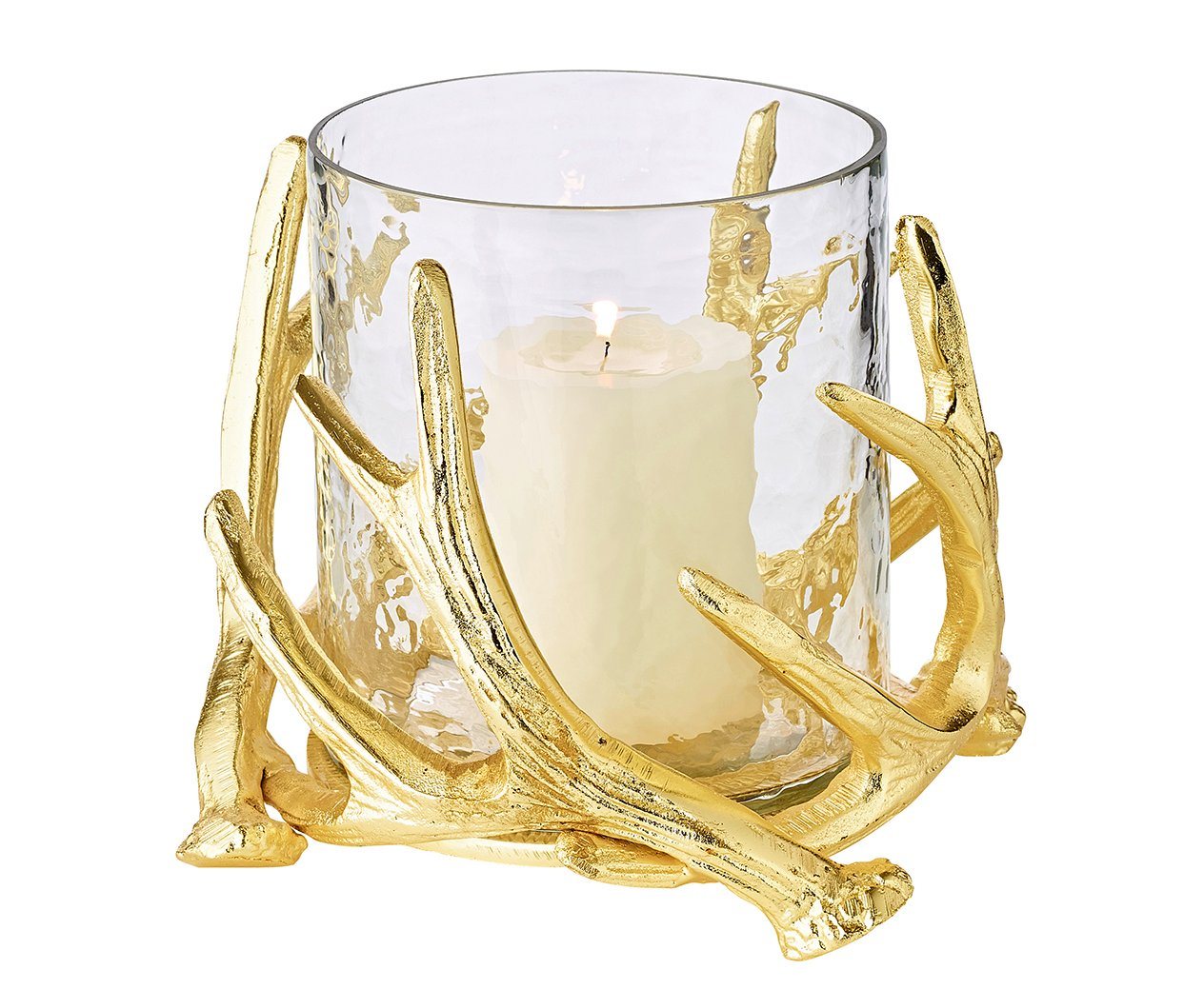 EDZARD Kerzenhalter Kingston, Gold-Optik, Geweih-Motiv, für Stumpenkerzen, H 15 cm von EDZARD