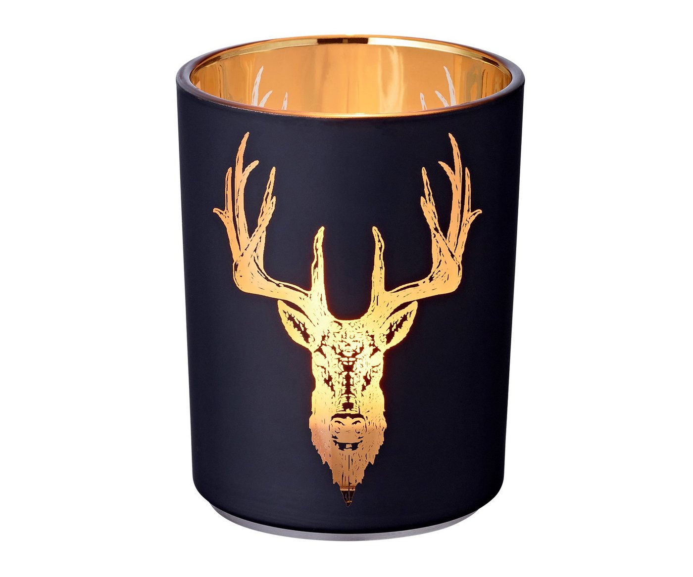 EDZARD Windlicht Lio, Höhe 13 cm, Ø 10 cm, Kerzenhalter mit Hirsch-Motiv in Gold-Optik EDZARD Windlicht Lio, Höhe 13 cm, Ø 10 cm, Kerzenhalter mit Hirsch-Motiv in Gold-Optik von EDZARD