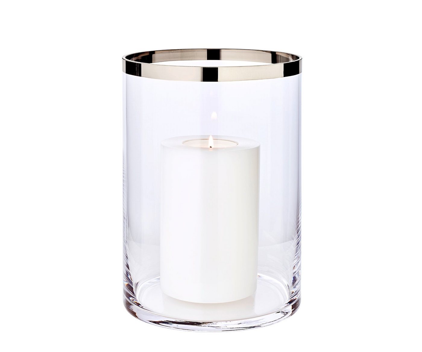 EDZARD Windlicht Molly, Kristallglas mit Platinrand, mundgeblasen, H 25 cm, Ø 18 cm von EDZARD