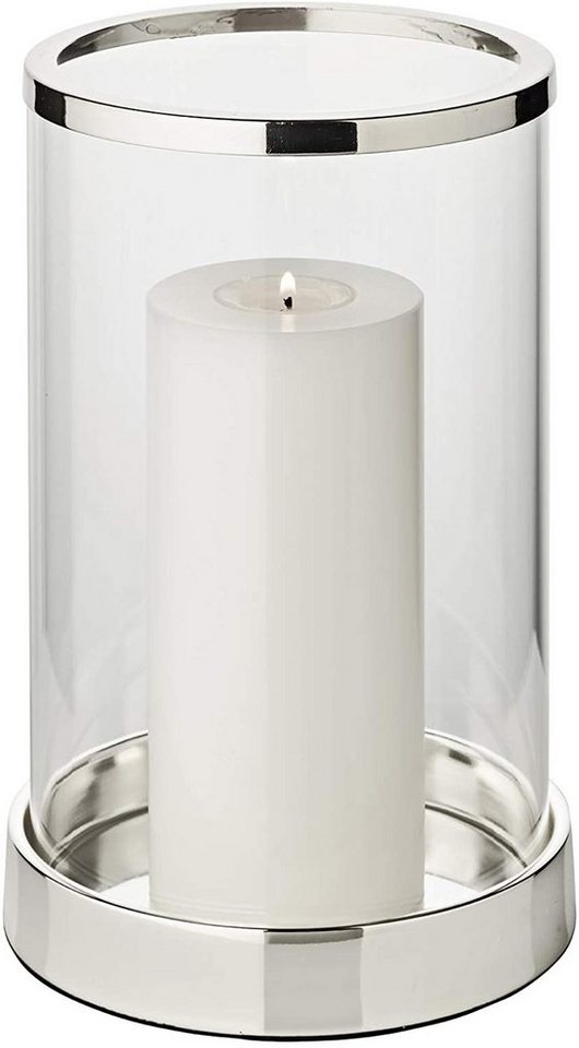 EDZARD Windlicht Sanremo, Kerzenhalter aus Glas, versilbert mit Anlaufschutz, H 26 cm von EDZARD