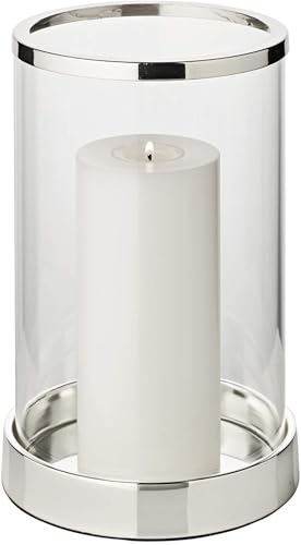 EDZARD Windlicht Sanremo, edel versilbert, anlaufgeschützt, Höhe 26 cm, Durchmesser 16,5 cm von EDZARD