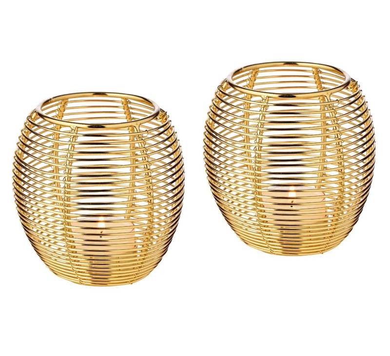 EDZARD Windlicht Susi, 2er-Set, Gold-Optik, Edelstahl, vernickelt, H 9 cm EDZARD Windlicht Susi, 2er-Set, Gold-Optik, Edelstahl, vernickelt, H 9 cm von EDZARD