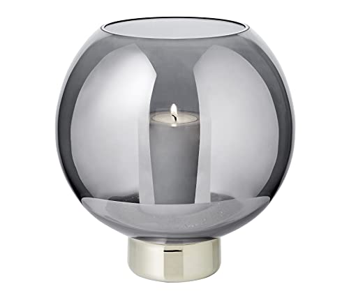 EDZARD Windlicht Jack (H 21 cm, Ø 19,5 cm), kugelförmig, Dunkles Kristallglas mit Platinrand, für Stumpenkerze von EDZARD