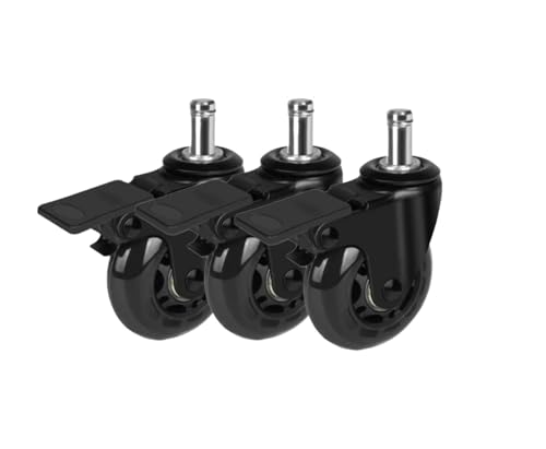 1/3/5 STÜCKE Bürostuhlrollen 3" Feststellbare Lenkrollen Ersatzrollen Leichtgängiges Rollen for Hartholzbodenteppich(3pcs 10mm) von EEEBLBXNQ